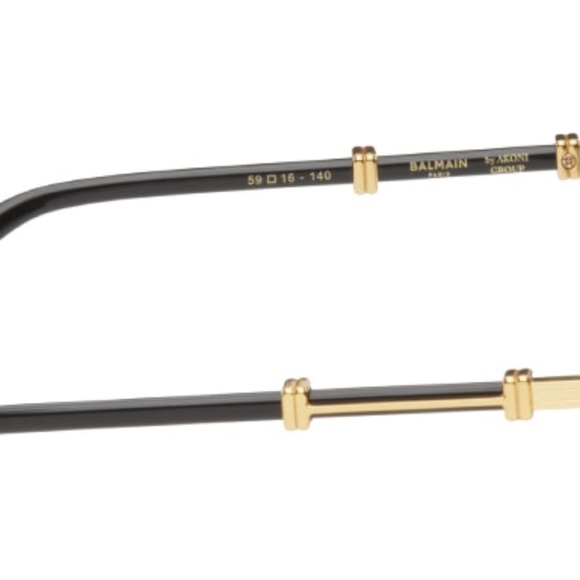 Balmain X Akoni Black & Gold Edition Square O.R. Sunglasses Frames 59.16 140 NEW - Picture 7 of 13